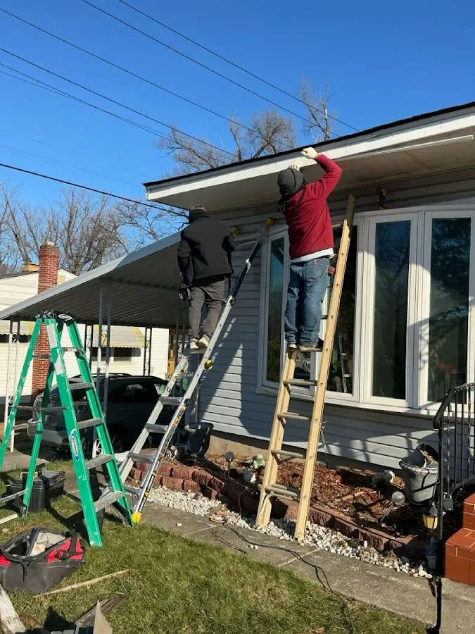 Restoration crew performing exterior repair in Westampton